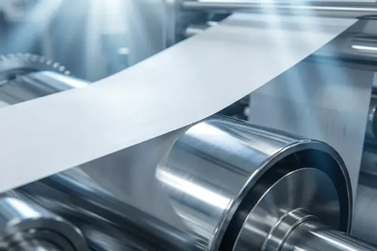 Coated web running over polished forming rollers for VFFS COF and machinability review.