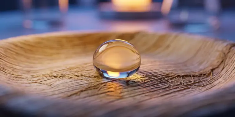 Water droplet beading on natural-fiber tableware during barrier coating screening.