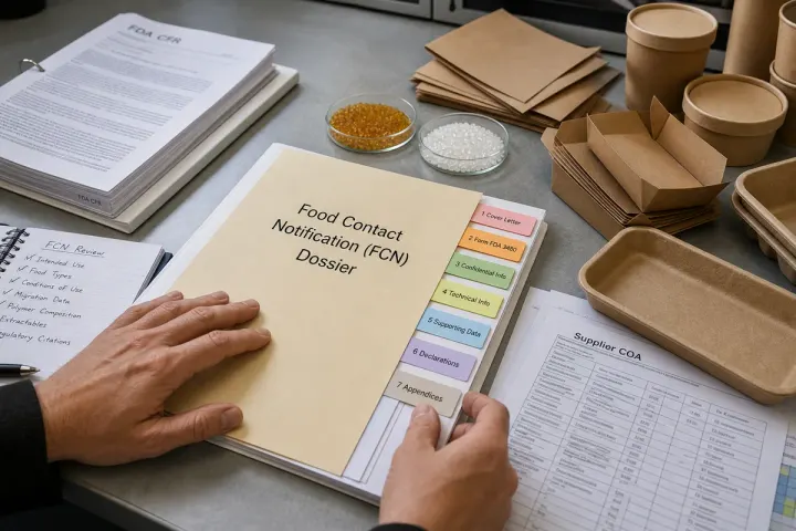 Regulatory review of FCN and formulation documentation for food-contact materials.