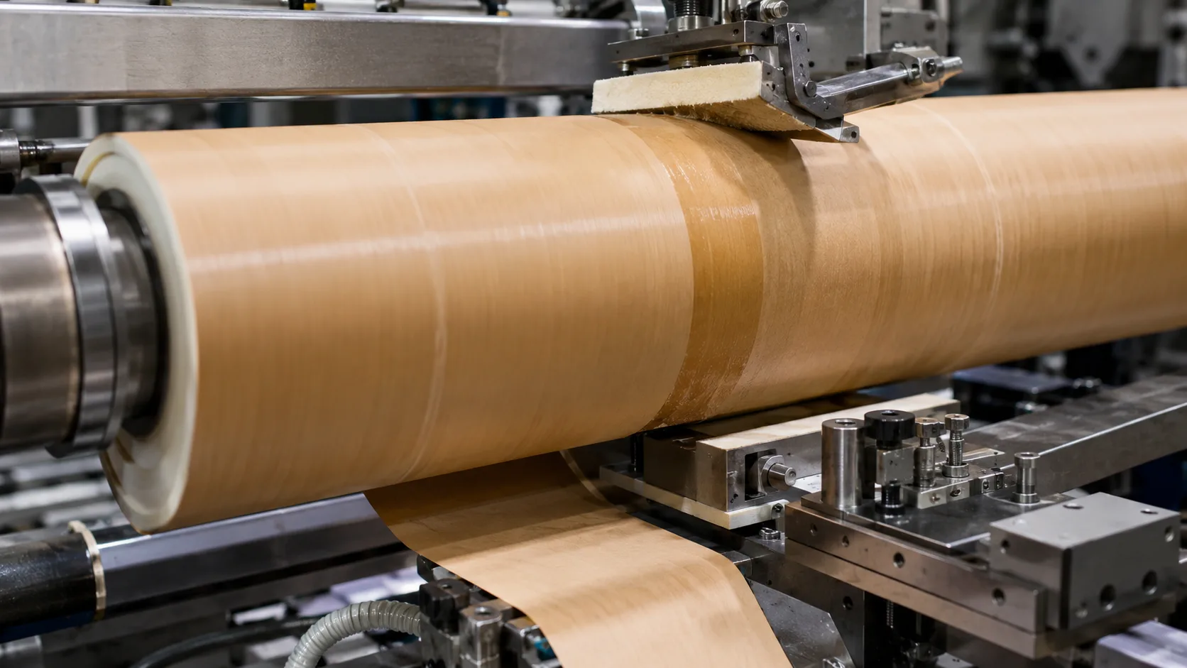 Adhesive application and wet-tack control on a high-speed paper tube winding line.