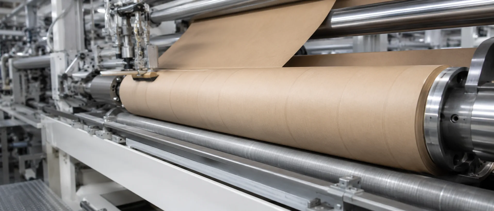 High-speed paper tube winding line during adhesive qualification and troubleshooting.