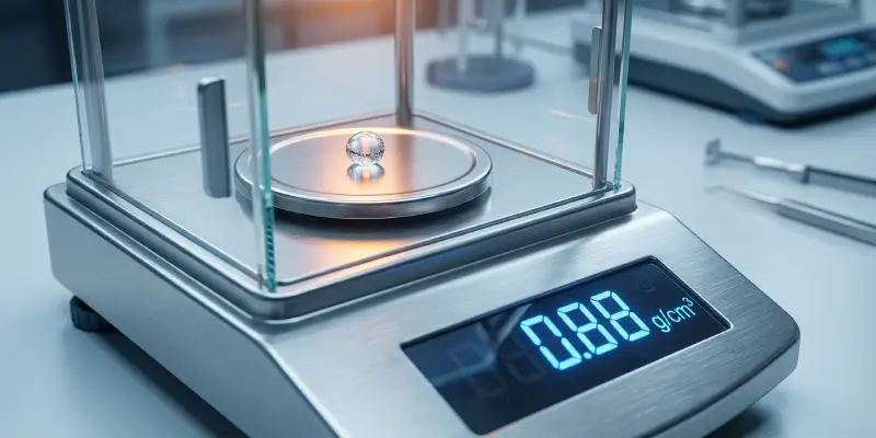 Digital scale measuring low-density adhesive sample for yield comparison.