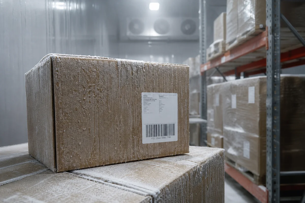 Winter-grade label PSA cold-storage test demonstrating tack retention in sub-zero conditions.