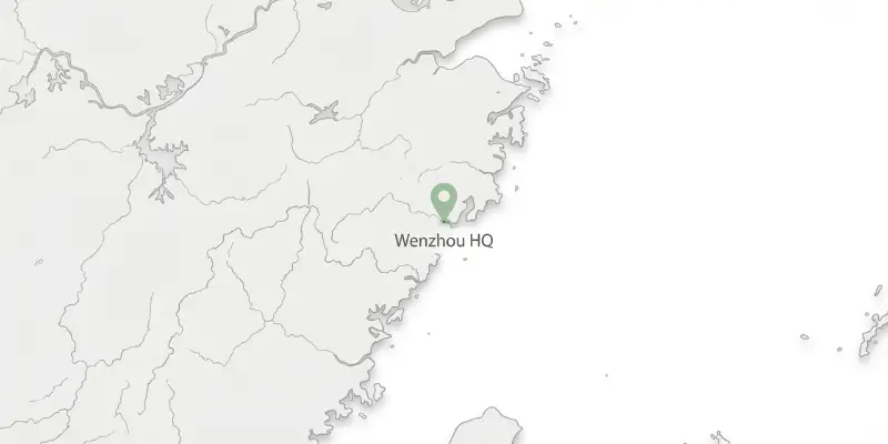 Localização da sede global da Senda Glue em Wenzhou, China, no mapa.
