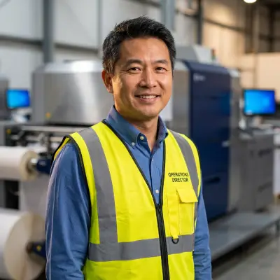 Operations director at a bindery reviewing adhesive qualification on perfect binding and stationery programs.