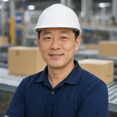 Plant manager in a corrugated fulfillment facility reviewing case erector hot-melt performance.