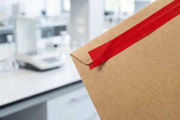Tear tape adhesive demonstrating clean easy-open release on kraft envelope stock.