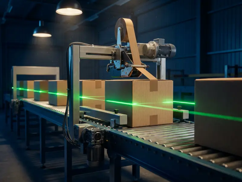 Industrial packaging line illustrating adjacent PSA and sealing applications.
