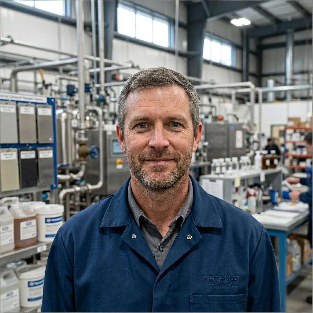 Technical purchasing manager reviewing industrial specialty adhesive programs after qualification.