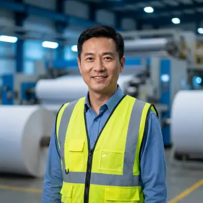 Michael Tan, Production Manager, in a paper cup manufacturing plant.