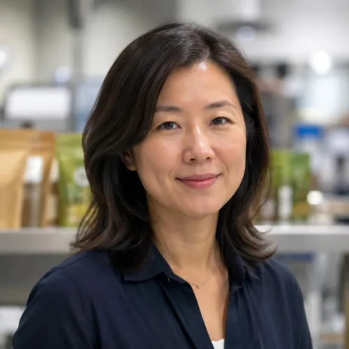 Elaine Wu, Packaging Development Manager, at a foodservice packaging converter.
