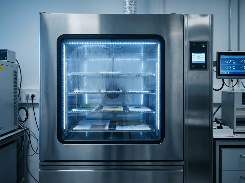 Environmental chamber for adhesive aging tests.