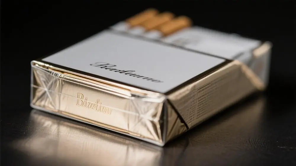 A stack of perfectly manufactured, premium cigarette packs, showcasing the flawless seams and structural integrity achieved with SENDA adhesives.